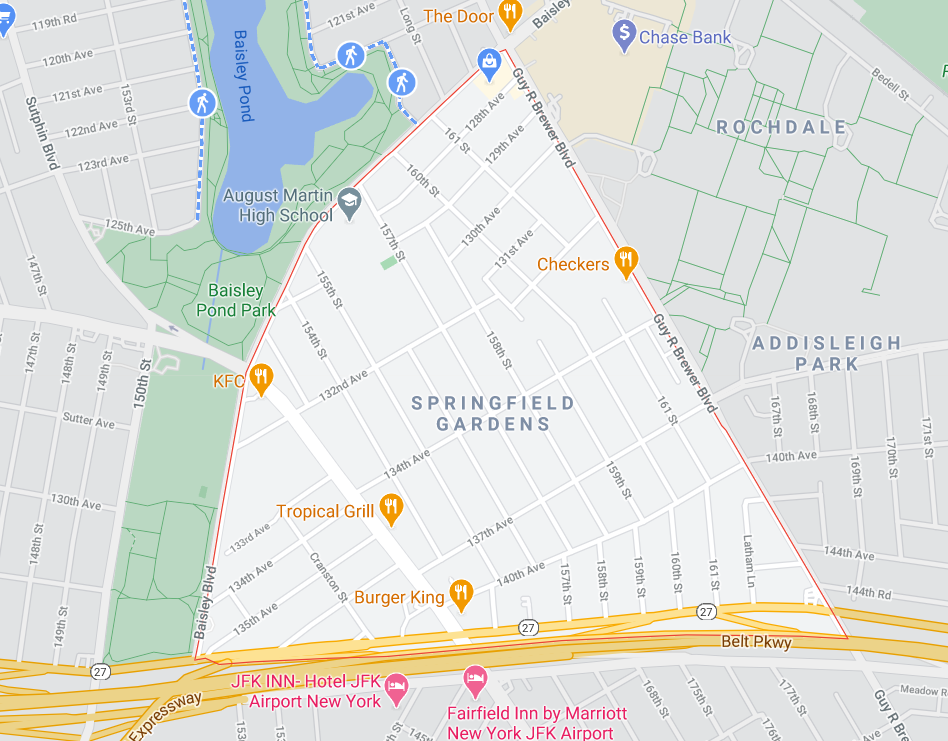 map of Springfield Gardens